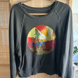 Stoned Immaculate High Times Cropped Faded Black Dark Gray Sweatshirt Sz M